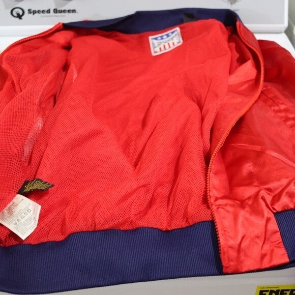 Lizsport Vintage Red & Blue Sateen Bomber Jacket Nylon Medium Sporty 80s/90s - Picture 5 of 15